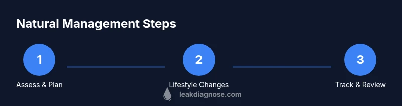 Process infographic showing a three-step natural management approach for venous leak