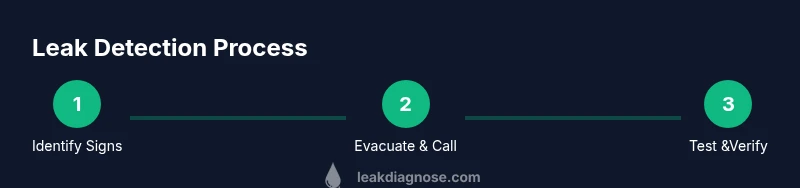 Infographic showing a 3-step process for detecting gas leaks