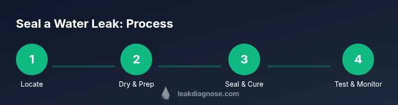Process diagram showing steps to seal a water leak