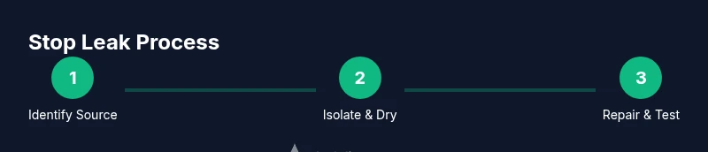 Process flow showing identify, isolate, repair and test leaks