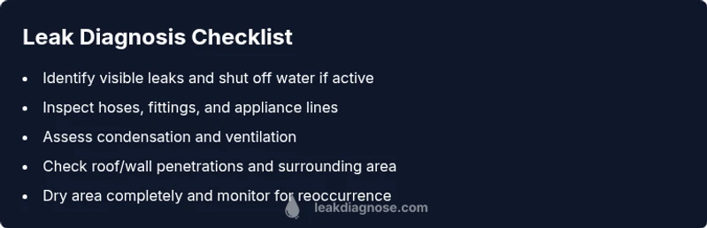 Checklist graphic for lego leak troubleshooting