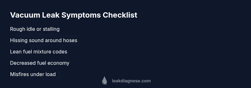 Checklist of vacuum leak symptoms