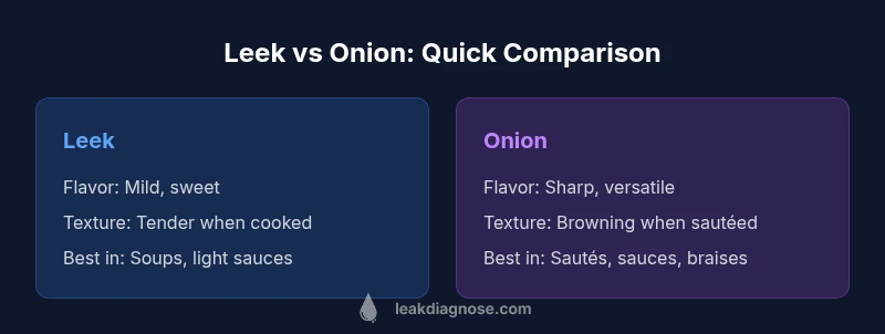Comparison infographic of leek vs onion