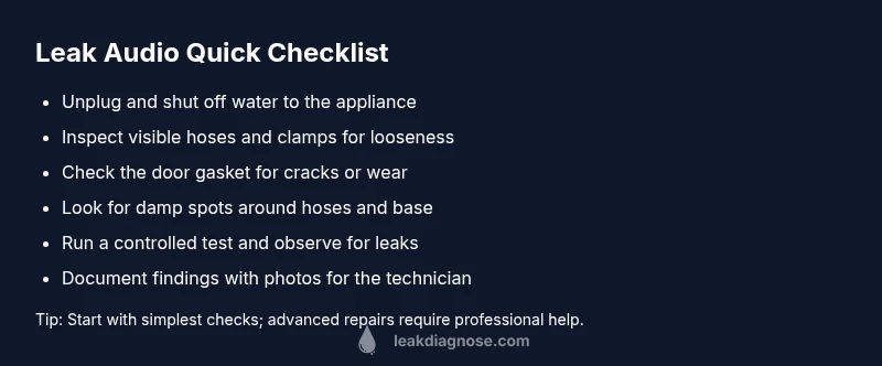 Checklist infographic for diagnosing leak audio in appliances