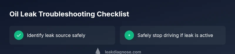 Checklist infographic for car oil leak troubleshooting