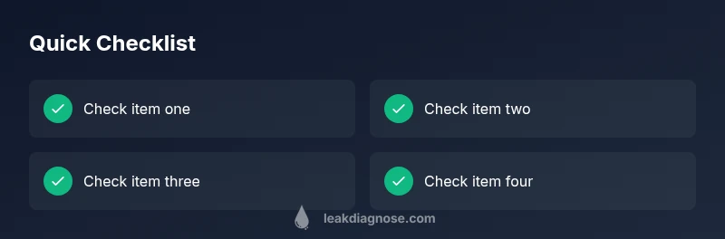 Infographic showing a quick checklist for diagnosing a water leak in a house