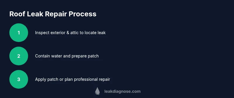 Process diagram showing steps to identify and repair a roof leak