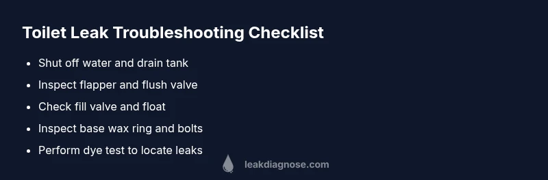 Checklist infographic for toilet leak troubleshooting