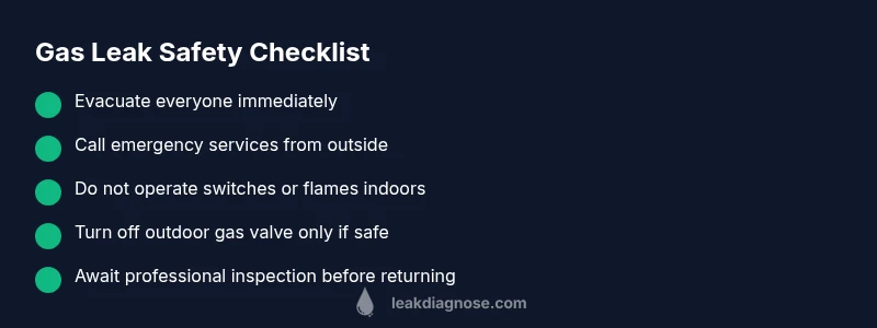 Checklist of steps to take during a gas leak in a house