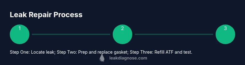 Process diagram showing steps to diagnose and fix transmission oil leaks