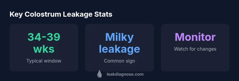 Infographic showing timing and signs of colostrum leakage