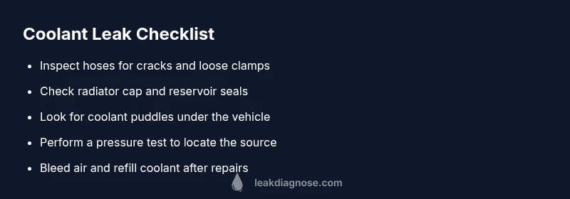 Checklist for locating a coolant leak in a car