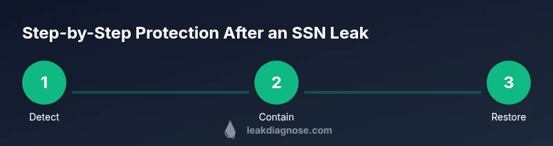 Process infographic showing steps after an SSN leak