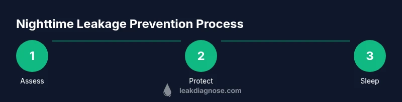 Process infographic showing steps to prevent nighttime breast leakage