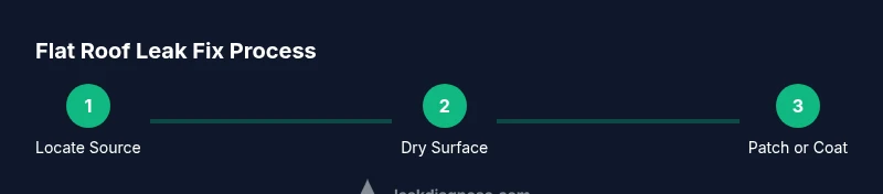 Process diagram showing steps to fix a flat roof leak