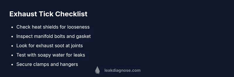 Checklist to diagnose exhaust ticking noise