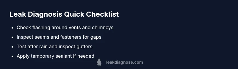 Checklist for diagnosing a leak in a metal roof