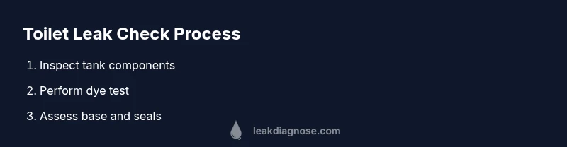 Process infographic showing steps to check toilet leaks