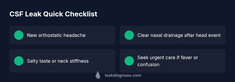CSF leak symptoms quick checklist infographic
