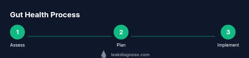 Process diagram showing steps to stop leaky gut