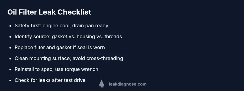 Checklist for diagnosing and fixing an oil filter leak