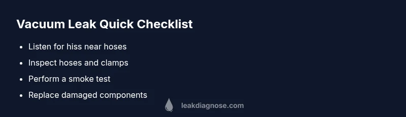 Checklist infographic for identifying vacuum leaks
