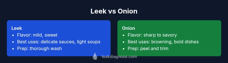 Infographic comparing leek and onion characteristics