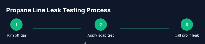 Process diagram showing steps to leak test propane line