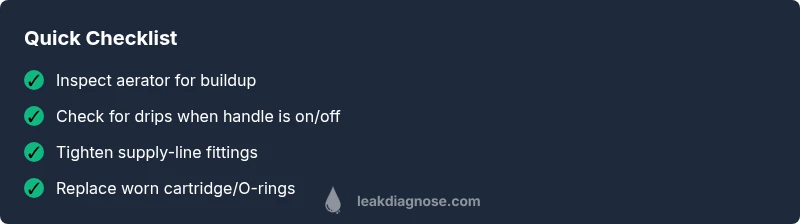 Checklist for fixing a leaking kitchen faucet