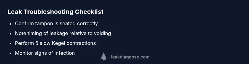 Checklist for tampon-related urine leakage troubleshooting