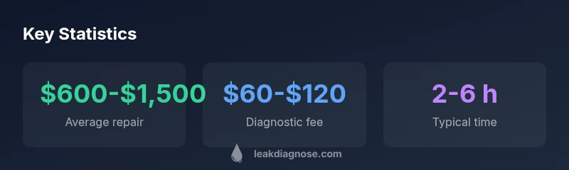 Infographic showing repair cost ranges for car oil leaks