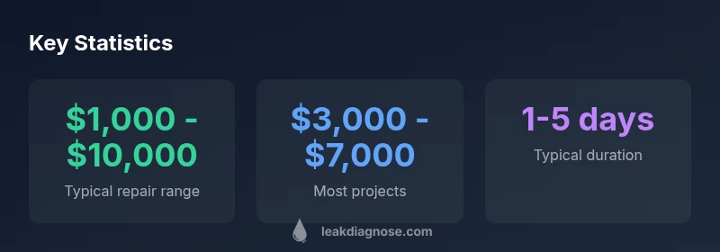 Infographic showing typical basement leak repair cost ranges
