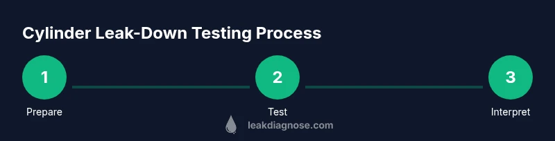 Process diagram showing steps of cylinder leak-down testing