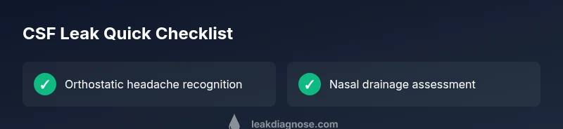 Checklist for cerebrospinal fluid leak symptoms and steps