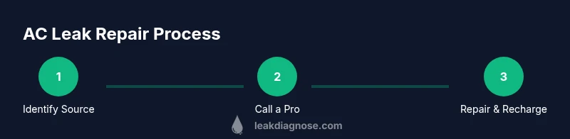 Process infographic showing steps to locate and repair AC leaks
