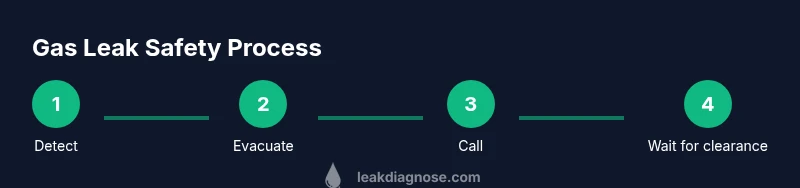 Infographic showing four-step gas leak safety process