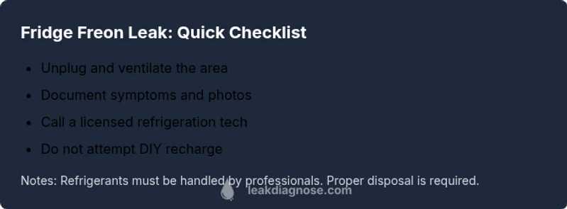 Checklist for fridge freon leak safety and repair