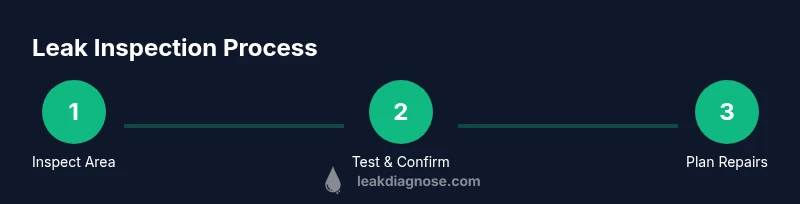 Infographic showing a 3-step leak inspection process