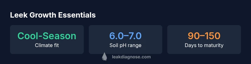 Infographic showing leek growing stages and requirements